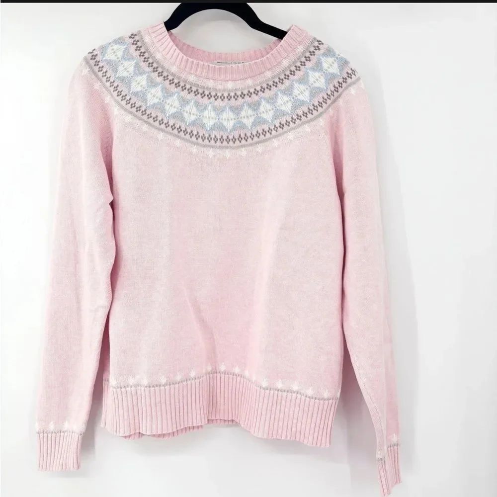 Pendleton Pink *Fair Isle* 💯 Cotton Sweater Pullover Size M